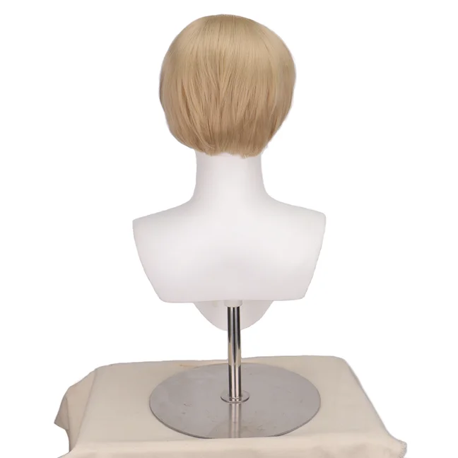 Synthetic Short Brown Mushroom Cosplay Wig for Men Bowl Cut Hair Anime Retro Wig Suitable for Movies Party Multi-colored Wig