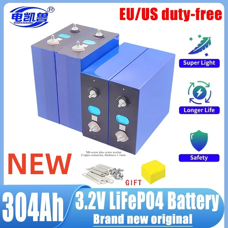 NEW LiFePO4 3.2v 304ah Brand original Grade A Battery Cell 6000+ Cycle Grade A For DIY 12V 24V 48V Lithium Battery Pack NO TAX