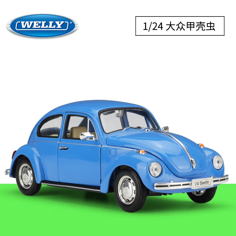 

WELLY 1:24 Volkswagen Beetle Simulation Alloy Car Model Finished Toy Collection Ornaments For Children Festivals Gifts Cool Toys