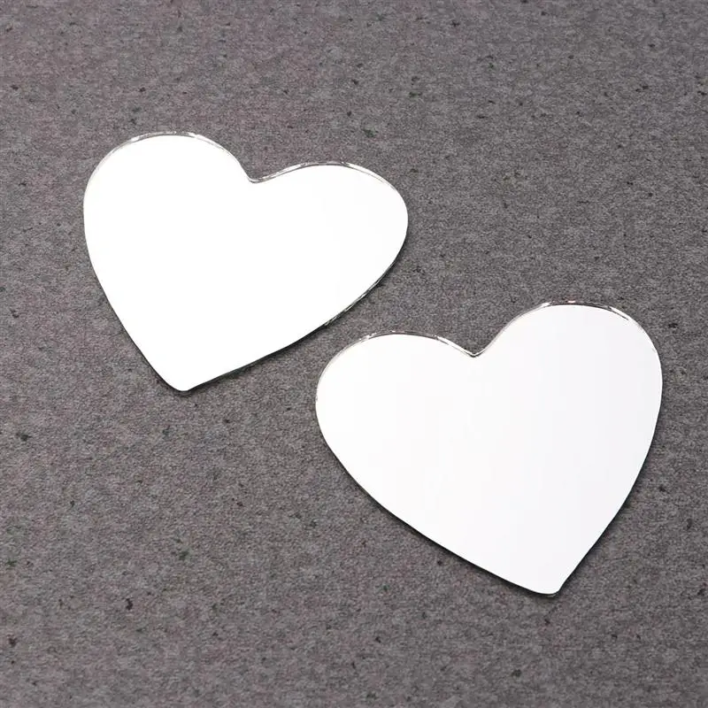 20Pcs Glass Mirror Women Makeup Mirrors Mini Heart Shape Unfinished Mirror Lens for DIY Art Craft DIY Unfinished Mirrors