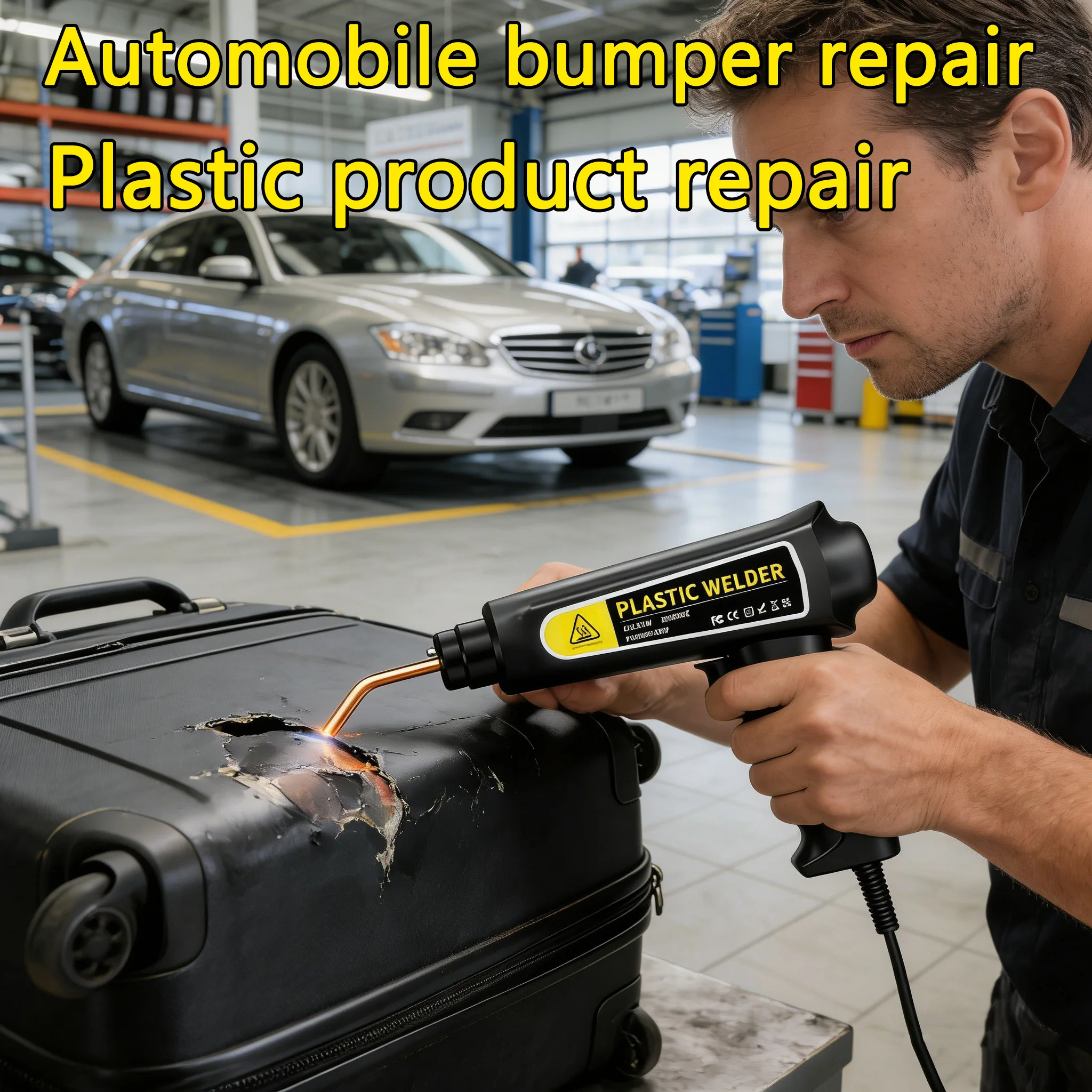 Plastic Welding Gun for Car Bumper Repair Hot Bumper Laminator Multi-function Welder with Repair Kit for Auto Body Fix