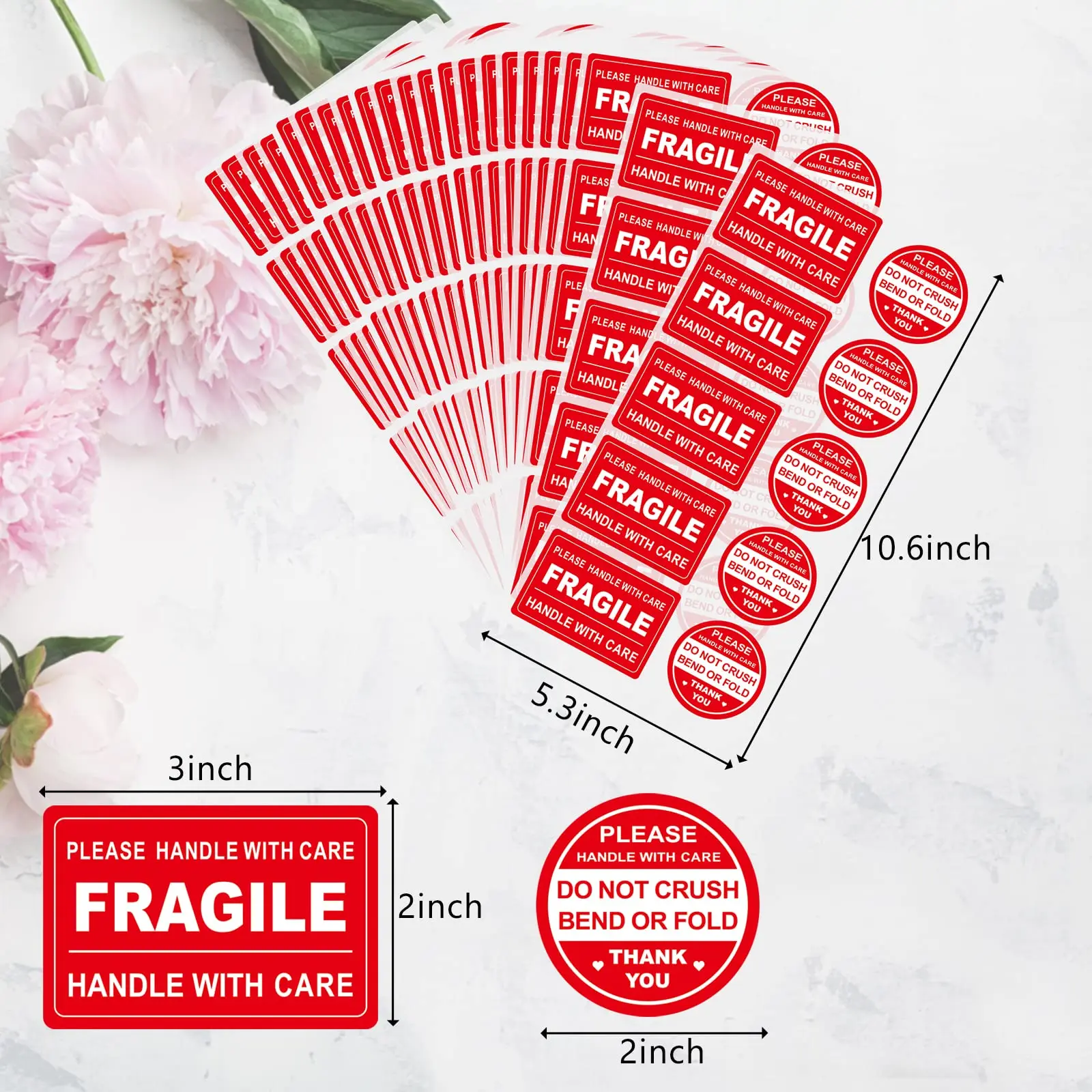 100 PCS Fragile Stickers for Shipping Do Not Trample or Fold Stickers Do Not Drop Labels.