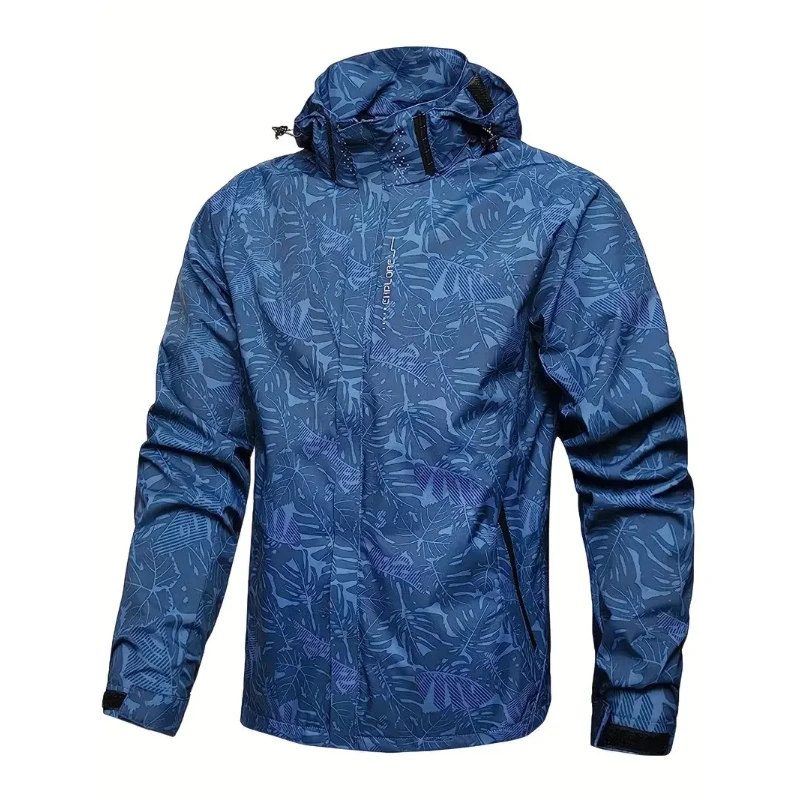 

2025 Men's Casual Waterproof Windbreaker Jacket Full Zip Up Hooded Shell Coat Men Outdoor Hiking Coats For Autumn Camping Riding