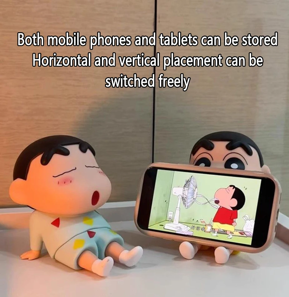 Crayon Shin-Chan Comodo supporto per telefono Kawaii Anime Ornamenti da tavolo Cartoon Watching TV Decorazione creativa Nuovo regalo di moda
