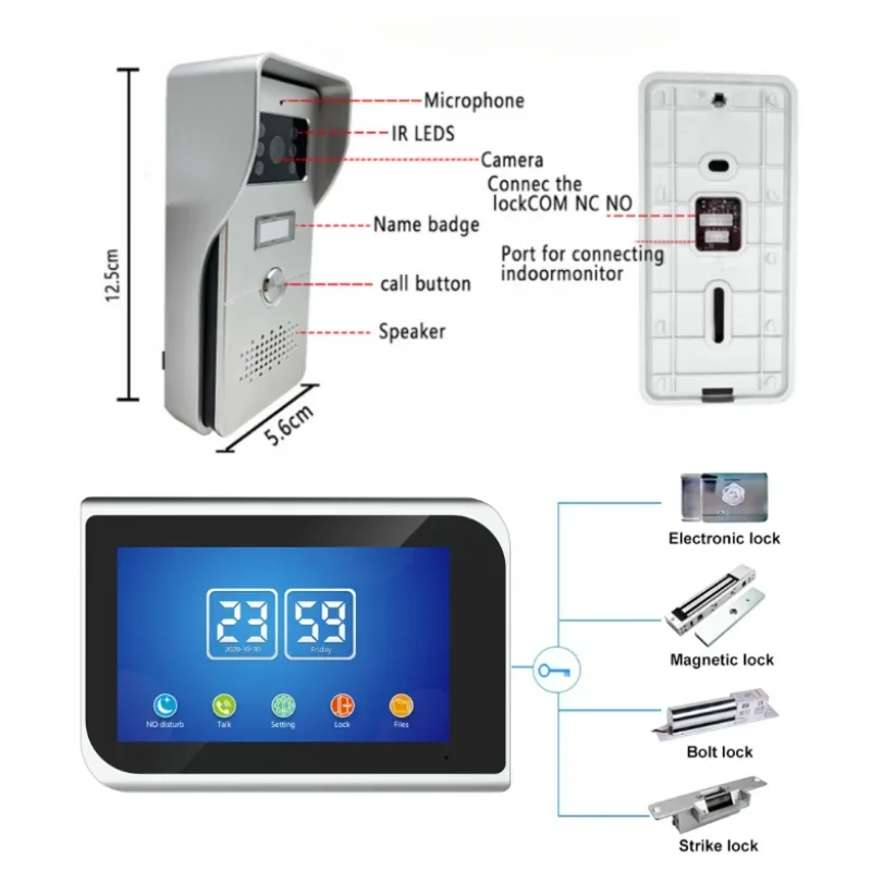 Intercomunicador de Video con pantalla táctil LCD de 7 ", Kit de sistema de intercomunicación Visual con teléfono, timbre, Wifi, entrada de Video, Tuya Smart Home, apartamento, 4 cables