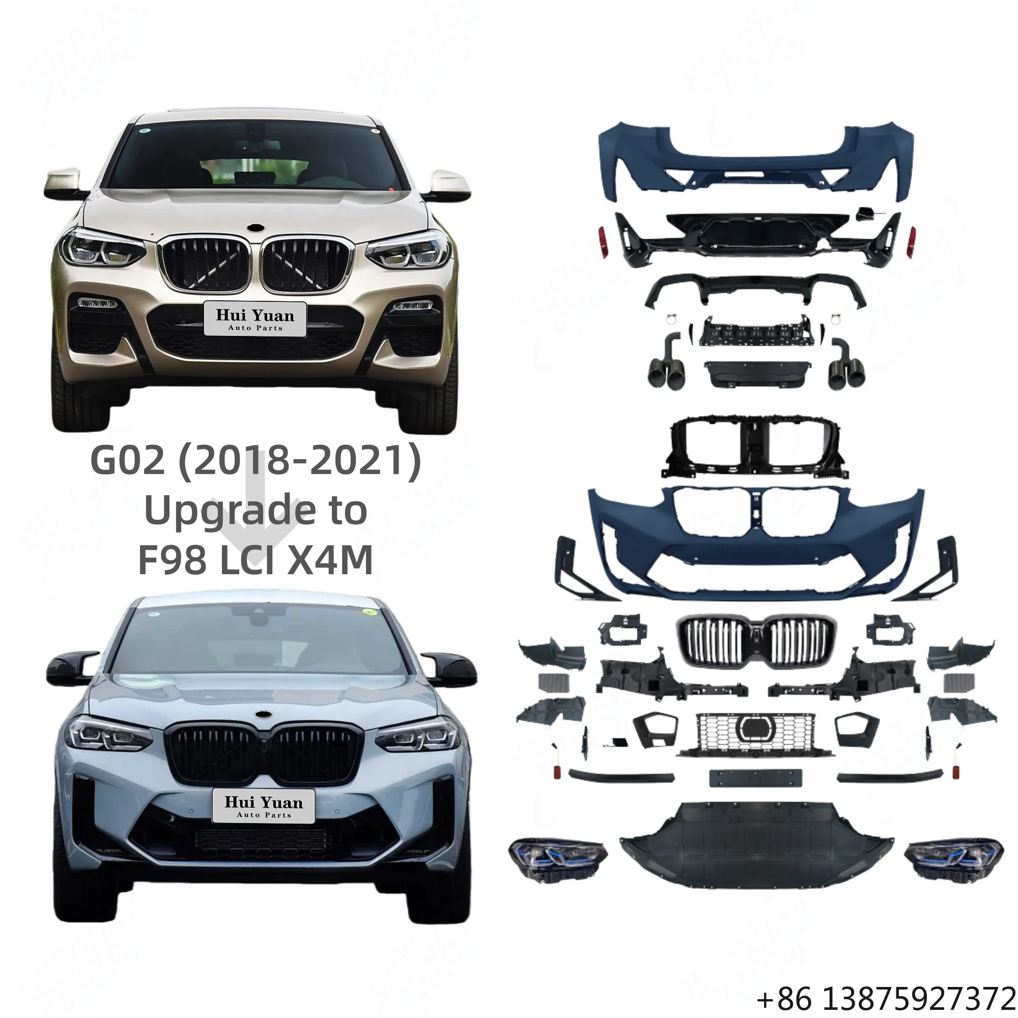 

Оптовый комплект для тюнинга кузова F98 LCI X4M Style для X4-серии G02 2019-2021: передний бампер и аксессуары