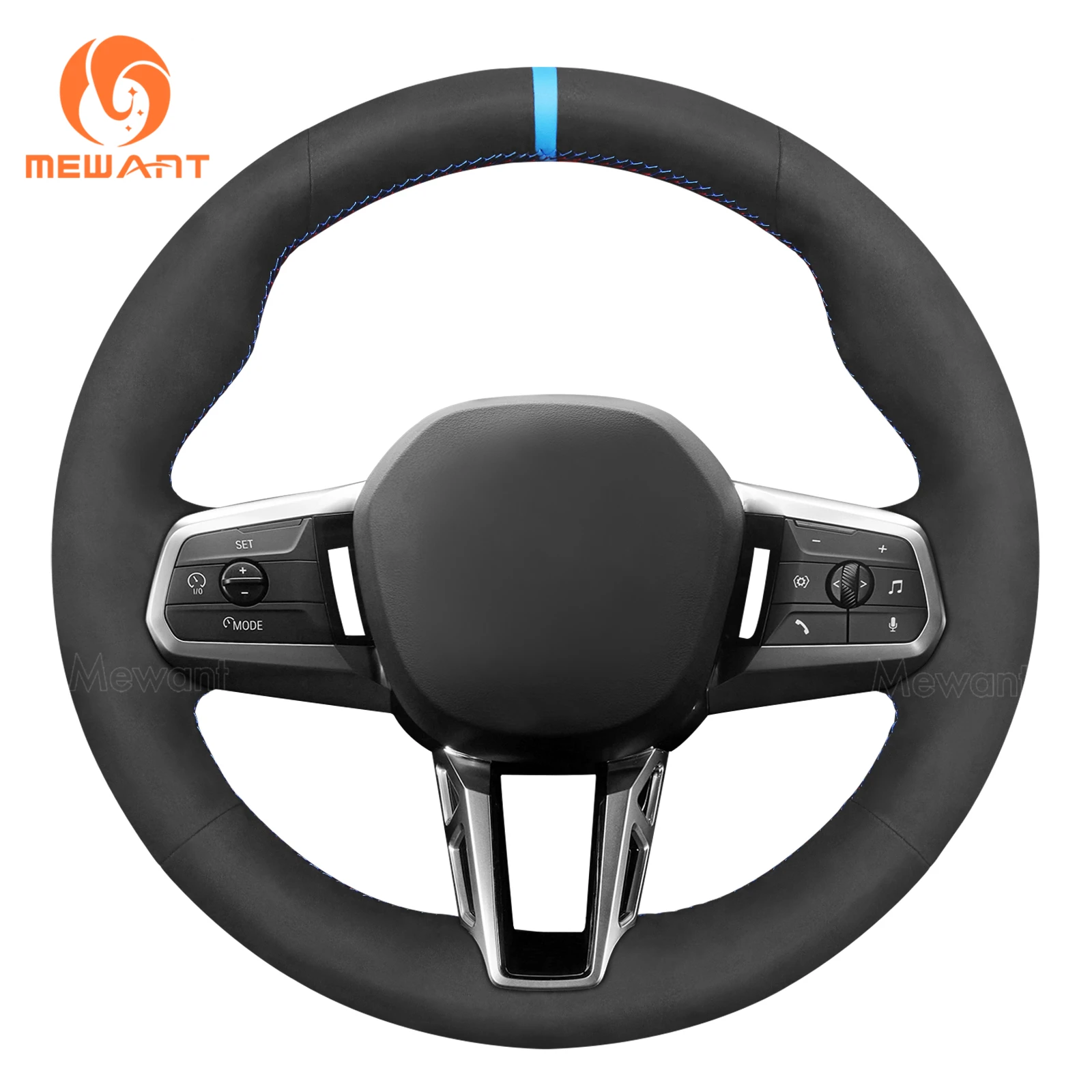 

MEWANT car Steering Wheel Cover for BMW X1 M Sport 2023 Hand-Stitched Leather Car Steering Wrap for BMW