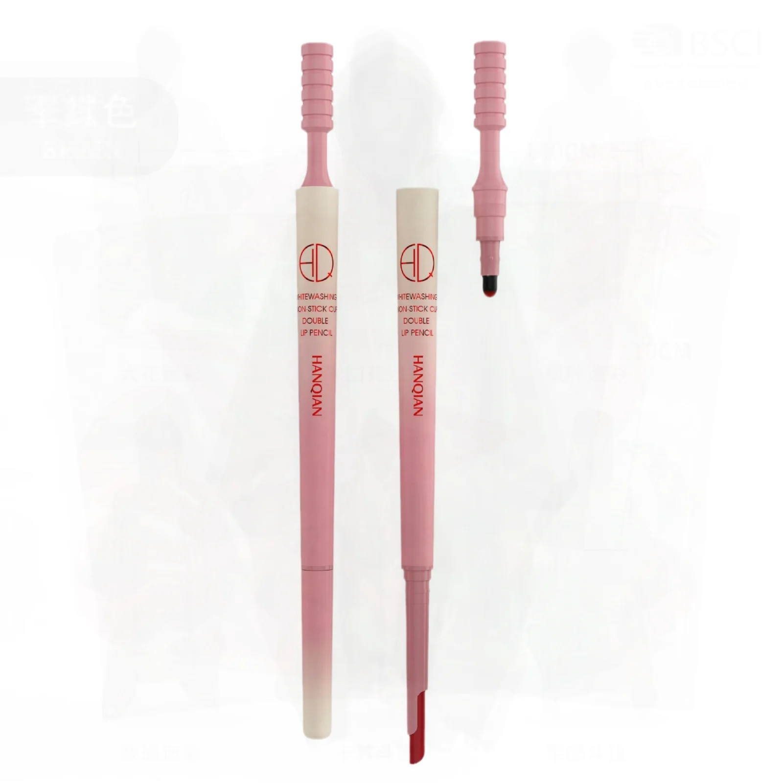 Han Qian Matita per labbra opaca a doppio effetto Tazza antiaderente Trucco per labbra a doppia estremità Colore facile Rossetto per labbra Doodle universale