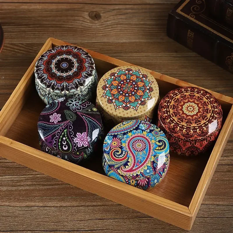 Ancient Style Portable Iron Box Retro Embroidery Classical Packaging Box Tin Plate High-end Iron Paste Packaging and Storage Box