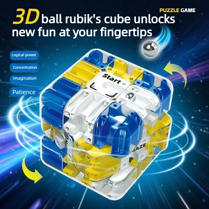 3D Marble Cube Maze Puzzle for Parent Child Competition Stress Relief Brain Teaser Game Enhancing Logical Thinking Adults
