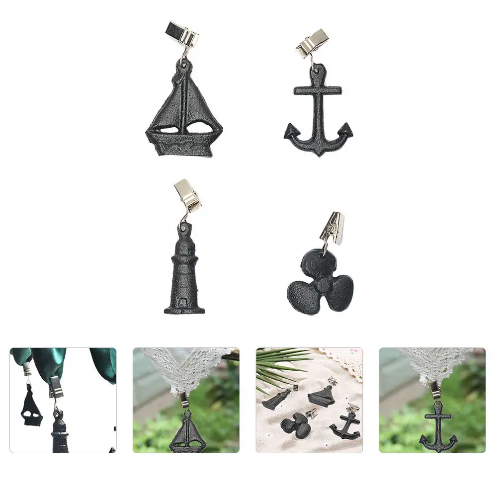 1Set Picnic Tablecloth Clips Iron Table Cloth Clamps Heavy Duty Retro Marine Style Windproof Clip for Weddings Parties Outdoor