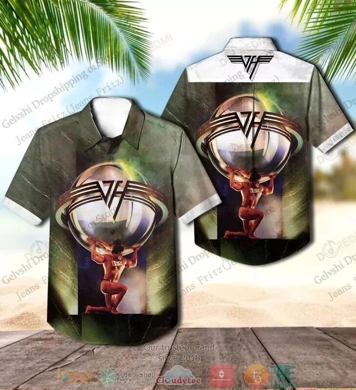 New Vintage Rock Band Van Halen Album Stampa 3D Camicia hawaiana Uomo Donna Moda Hip Hop Camicia a maniche corte Van Halen Tour Camicetta