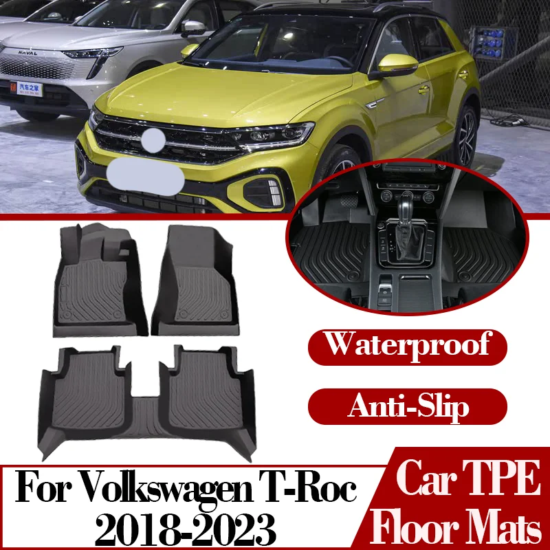 

Автомобильные коврики TPE, противоскользящий ковер HD, подушечки для ног, коврик для ног, полный коврик для VW Volkswagen T-Roc Troc 2018 2019-2023