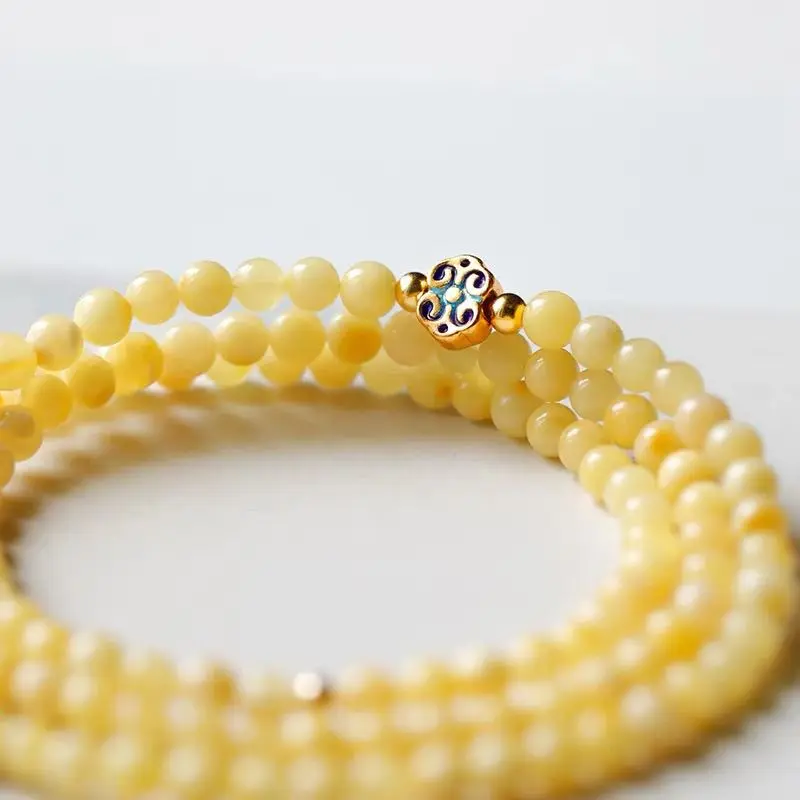 Natural Processing Beeswax Russian White Nectar Bracelet Beads Hand String Female Lucky Beads Multi-circle White Gift Girlfriend