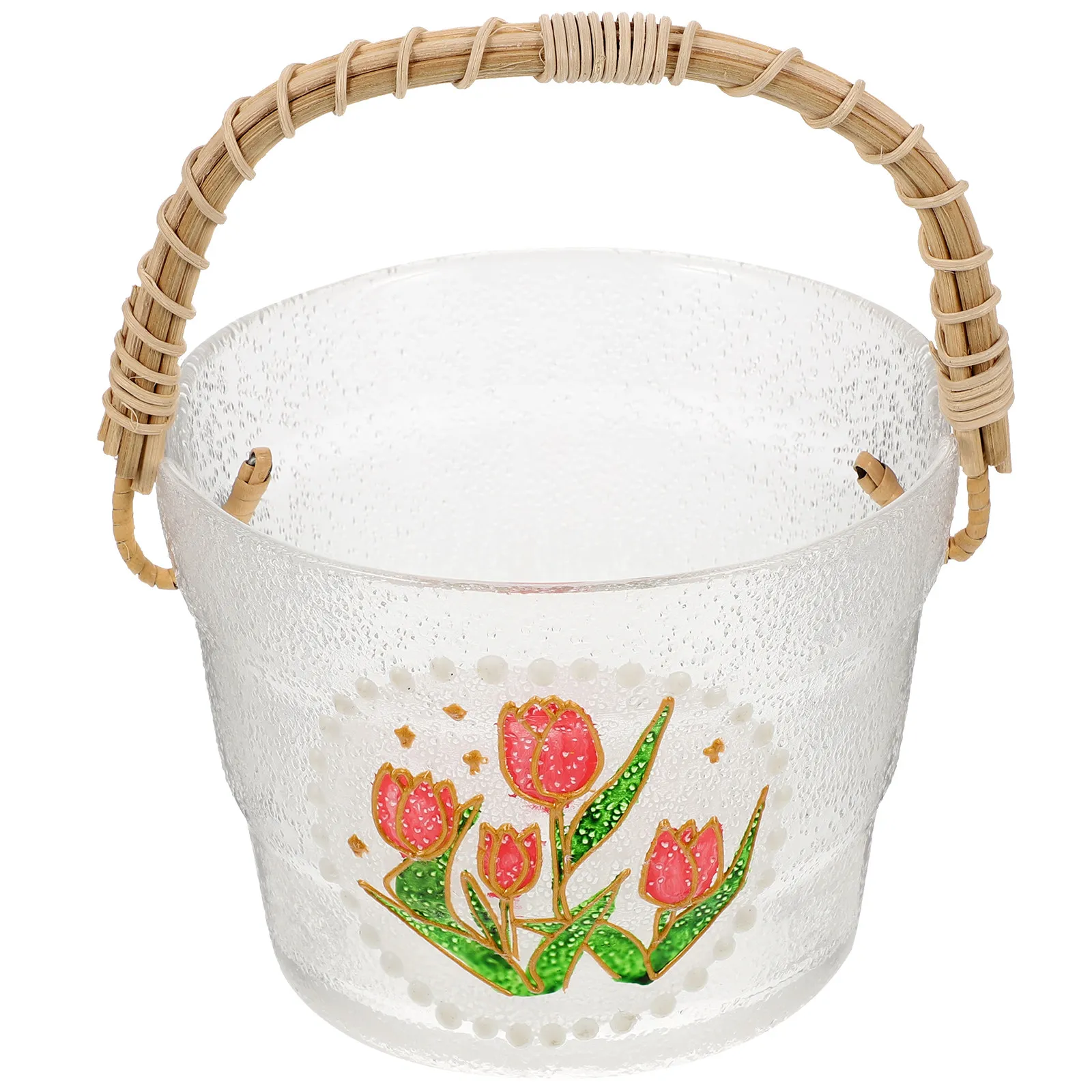 

Стеклянный контейнер для фруктов с деревянной ручкой, емкость для льда, для охлаждения пива и вина, для вечеринок, баров, охладитель напитков, ванна для хранения