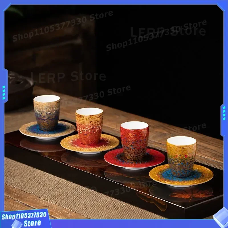 Luxury Suet Jade Wine Glass Set High End Light Cup Moutai Tasting Tea Set Exquisite Lacquer Ware Large Paint Small Cup