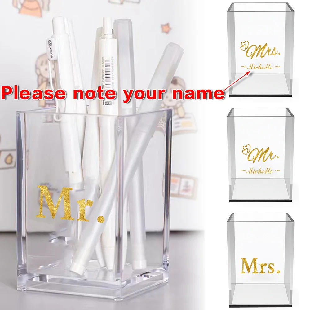 

Customized Name Stationery Holder Practical Acrylic Pen Holder Pencil Organizer Cup Desk Storage Office Accessories Study Decor