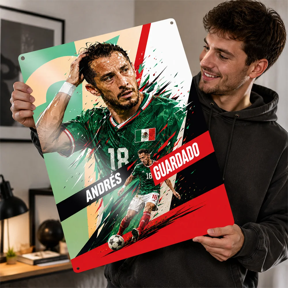 Andrés Guardado Football Textured Poster Personalized Aluminum Metal Sign Club Hero Design Wall Art Made For Matchday Admirers