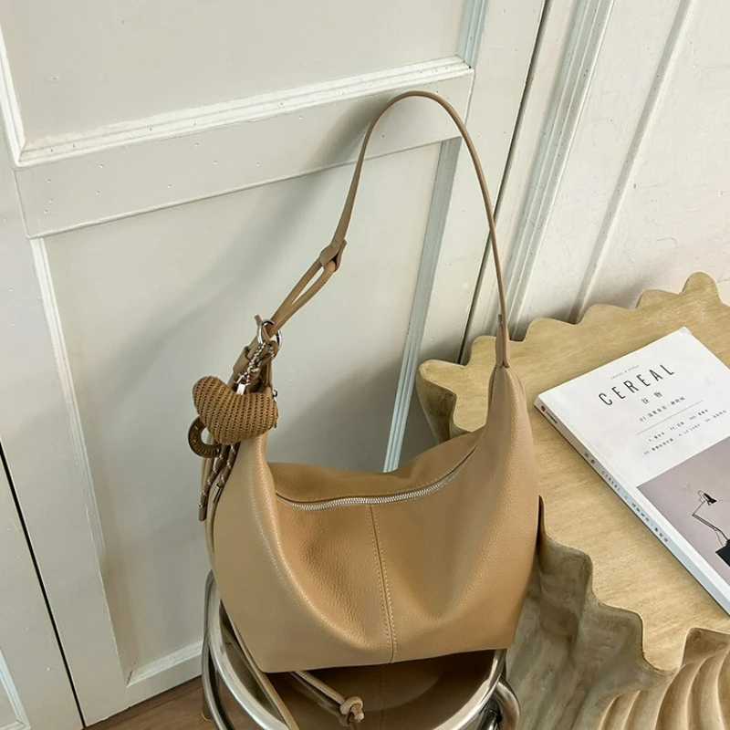 New Large Capacity Crossbody Bag Soft PU Lychee Grain Shoulder Bag for Women Casual Trendy Dumpling Bag