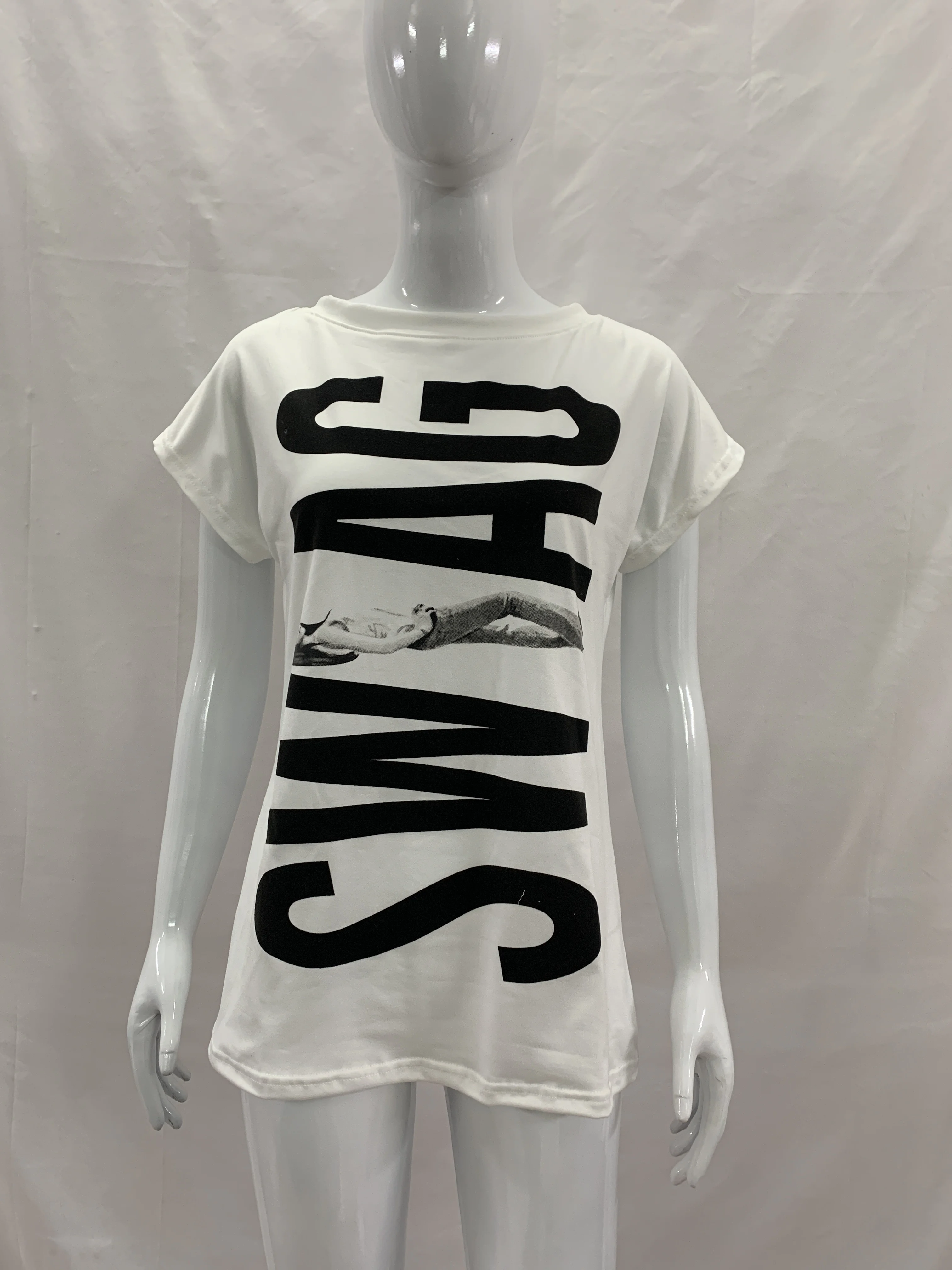Damen Off-Shoulder Kurzarm-T-Shirt mit Retro-Print, Y2K-Grunge-Street-Dekoration und lässigem Sommermuster-T-Shirt – Detail 10