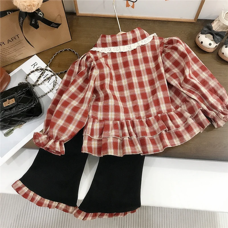 

Girls' Outfit Spring and Autumn New Fashionable Plaid Baby Autumn Sports Two-Piece Set Children's Clothing