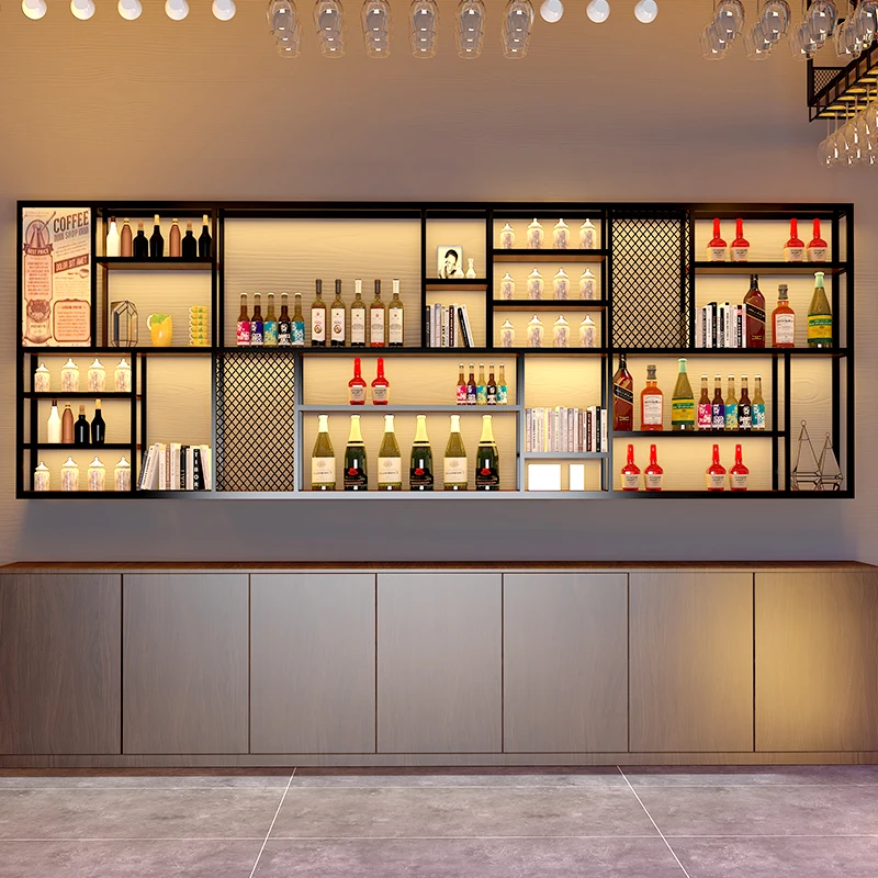 

Space Saver Shelves Display Cabinet Tall Alcohol Cellar Metal Alcohol Bar Cabinet Lights Beer Bancone Da Bar Bar Furniture