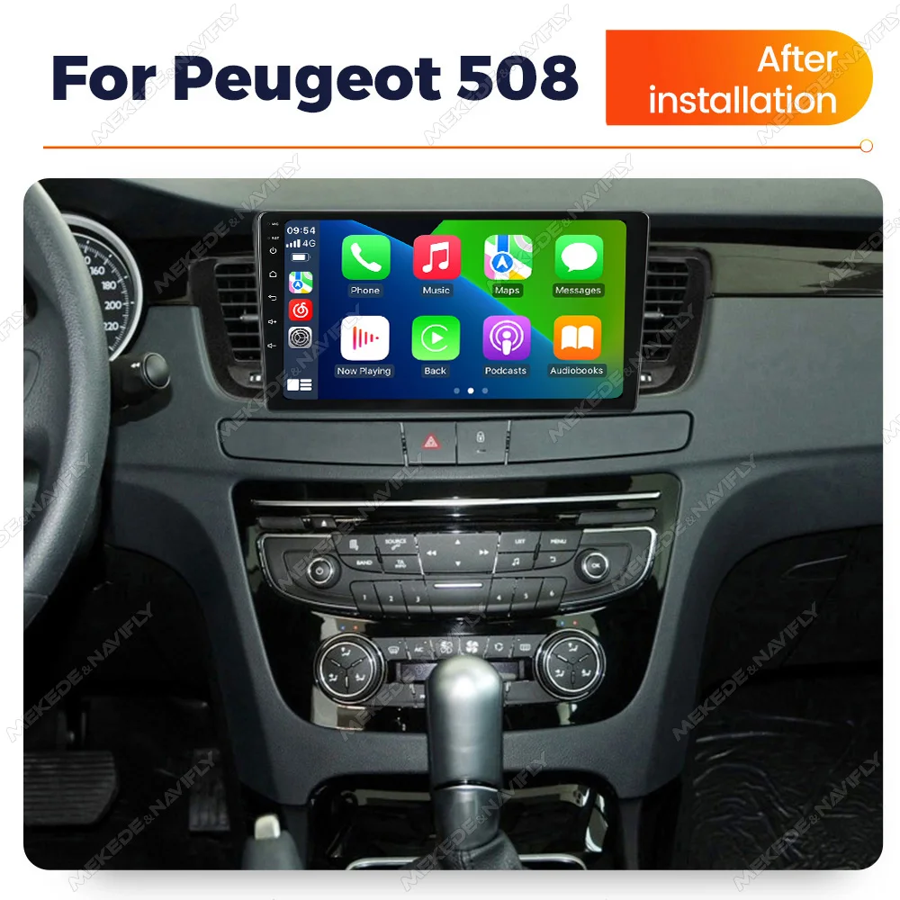 MEKEDE&NAVIFLY Wireless Carplay Auto Android 14 Car Radio Multimedia Player for Peugeot 508 2011-2018 Stereo GPS 2 Din Head Unit