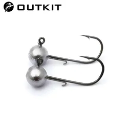 OUTKIT 5pcs NED 헤드 지그 후크 2.5-14g 라운드 볼 지그 헤드 후크 부드러운 벌레 낚시를위한 잡초 긴 생크 보조 후크