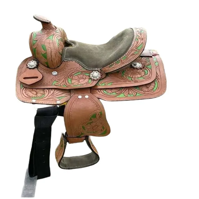 

Handmade Premium Quality Leather Western Barrel Racing Horse Saddle Trail Custom Size Design Color With All Accessories Included