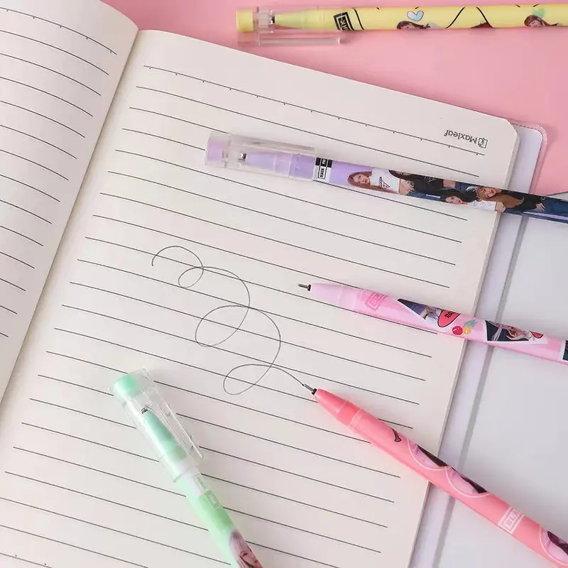 الكورية الأسود الوردي فتاة مجموعة للجنسين القلم القرطاسية مسحوق أسود الصحافة المياه القلم الكورية عالية الجمال قلم أسود هدية