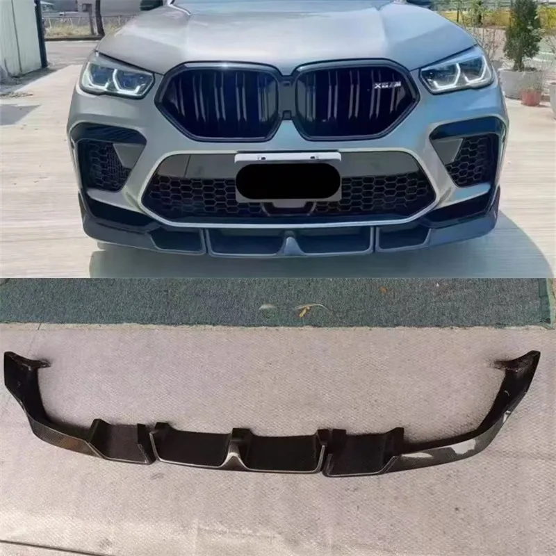 

For BMW X6M F96 2019-2022 Real Carbon Fiber Front Lip Front Bumper Lower Lip Under Spoiler Splitter Body Kit
