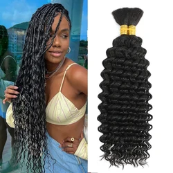 Boho trança o cabelo humano para mulheres, volume, louro, onda profunda, nenhuma trama, extensões do cabelo, 100g, 1B #