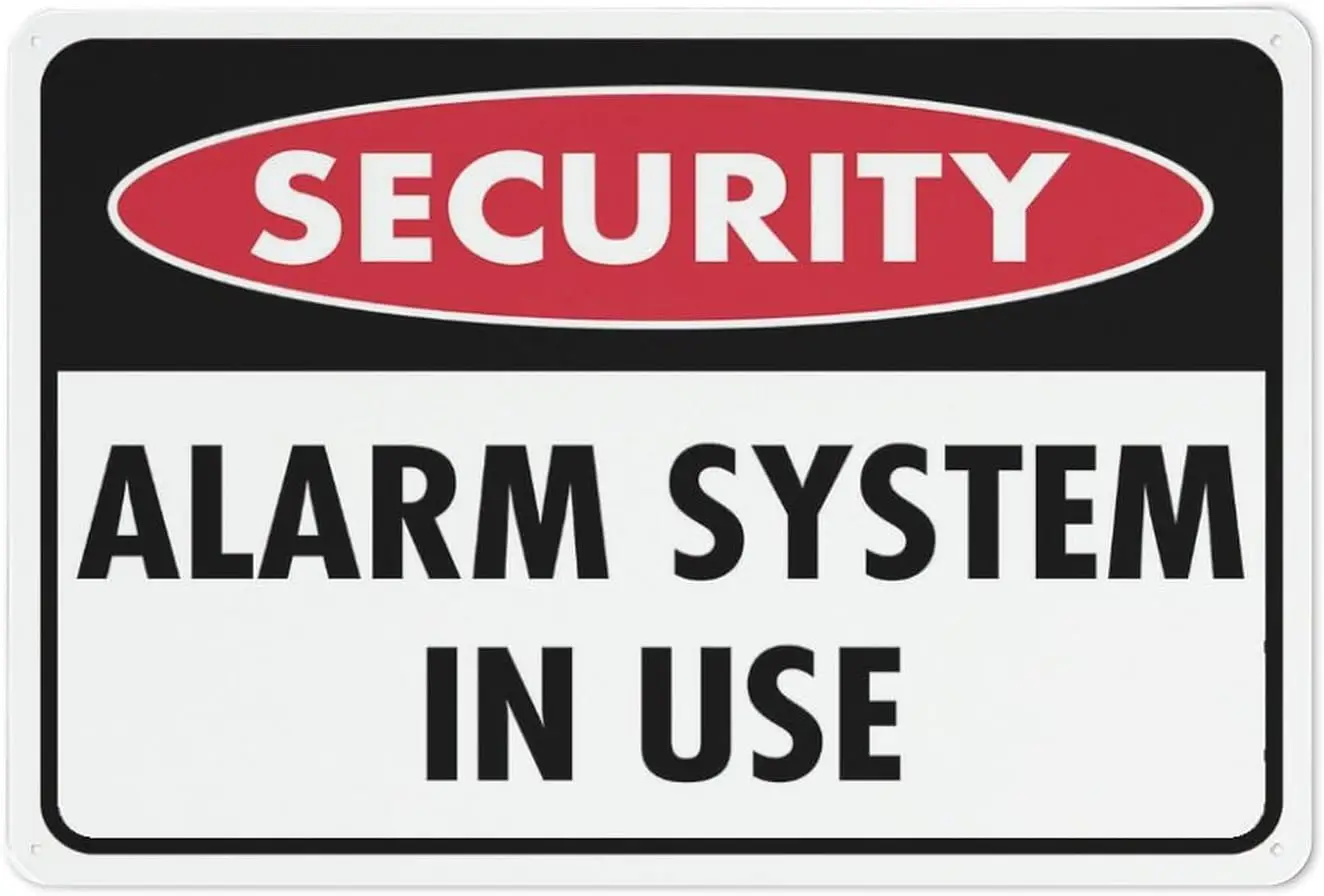 Security Alarm System In Use Sign 12 X 8 Inch Metal Sign, Rustproof Aluminum, Multicolor