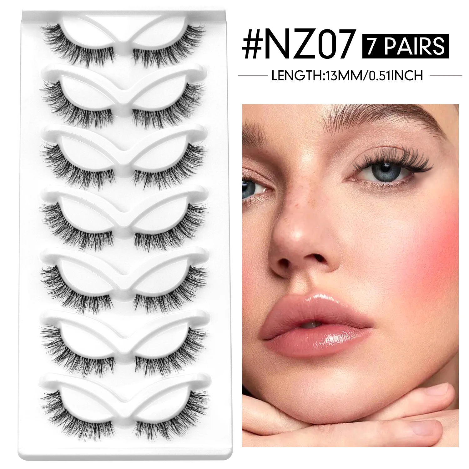 GROINNEYA Natürliche Katzenwimpern 3D-Faux-Nerzwimpern Weiche, natürliche lange Wimpern Wispy Falsche Wimpern Lockige Wimpern Großhandel – Detail 13