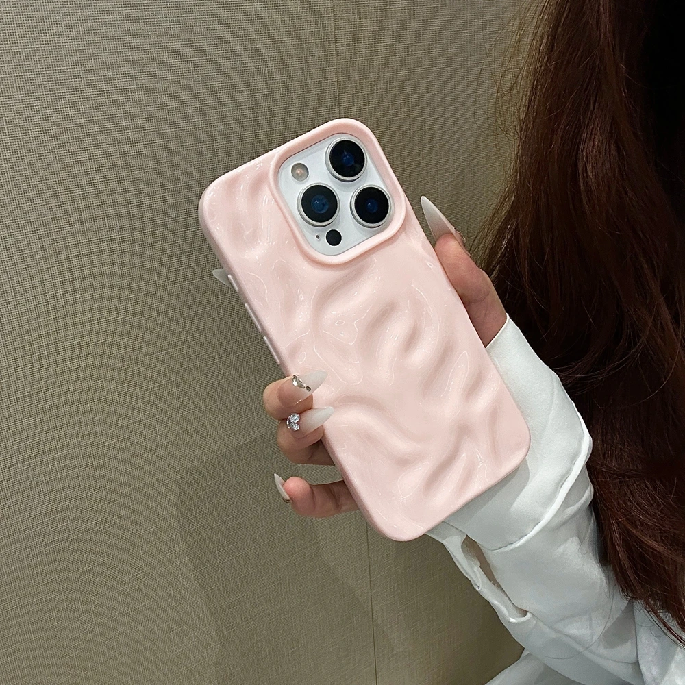 Luxury Ripple Wrinkles Soft Silicone Case for iPhone 16 15 13 11 12 14 Pro Max 16 Plus Candy Cover for iPhone 17 Air Pro Max Xr - náhled 5