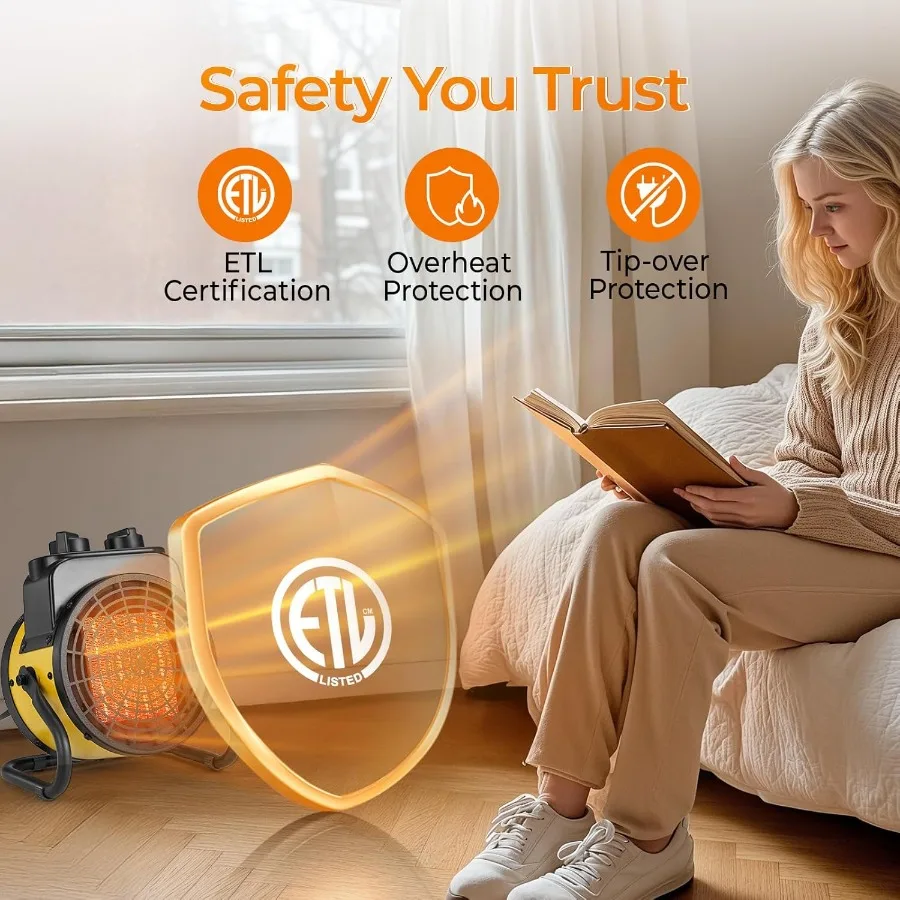 سخان الدفيئة مع ترموستات رقمي 1500 واط سخان الفضاء الخارجي حماية من الحرارة الزائدة و 3S PTC تسخين سريع تنمو خيمة الحرارة