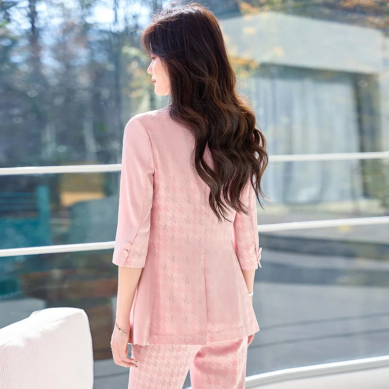 New High-Grade Business Suit Women's Fashion Temperament Goddess Style Three-Quarter Sleeve Small Suit Jacket Spring