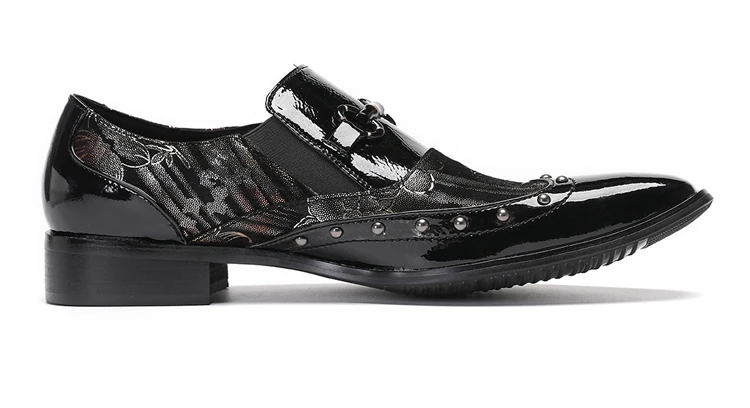 BOARD Herbst Herrenschuhe Spike Luxuriöse Persönlichkeit Bankett Niete Tigerkopf Druck Formelle Kleidung Schuhe – Detail 2