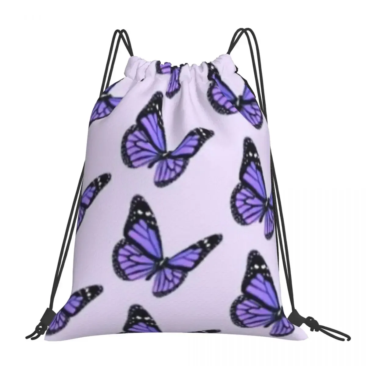 Purple Butterfly Backpacks Multi-function Portable Drawstring Bags Drawstring Bundle Pocket Sports Bag BookBag For Travel School