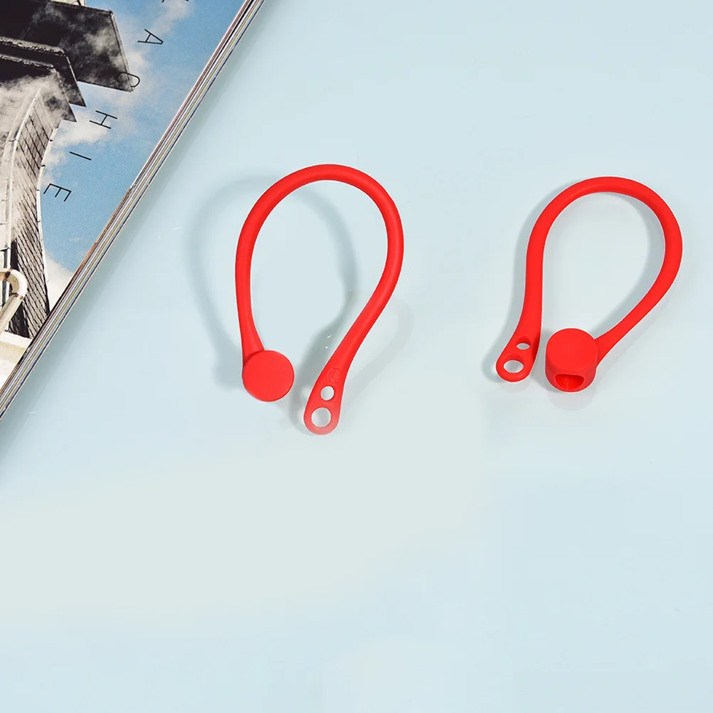 زوجان من خطافات الأذن المريحة المصنوعة من السيليكون المضادة للانزلاق، أغطية سماعات الأذن للجري والركض وركوب الدراجات باللون الأحمر والأسود #3