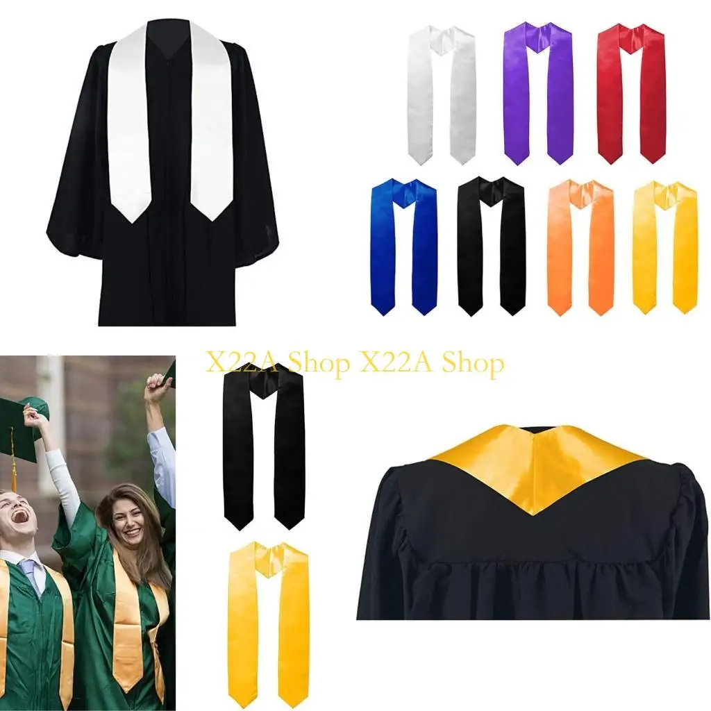 

Уникальный выпускной украл Plain Soft Sase Unisex Teans Teans Graduation Stole Scarf для студента колледжа Фотография