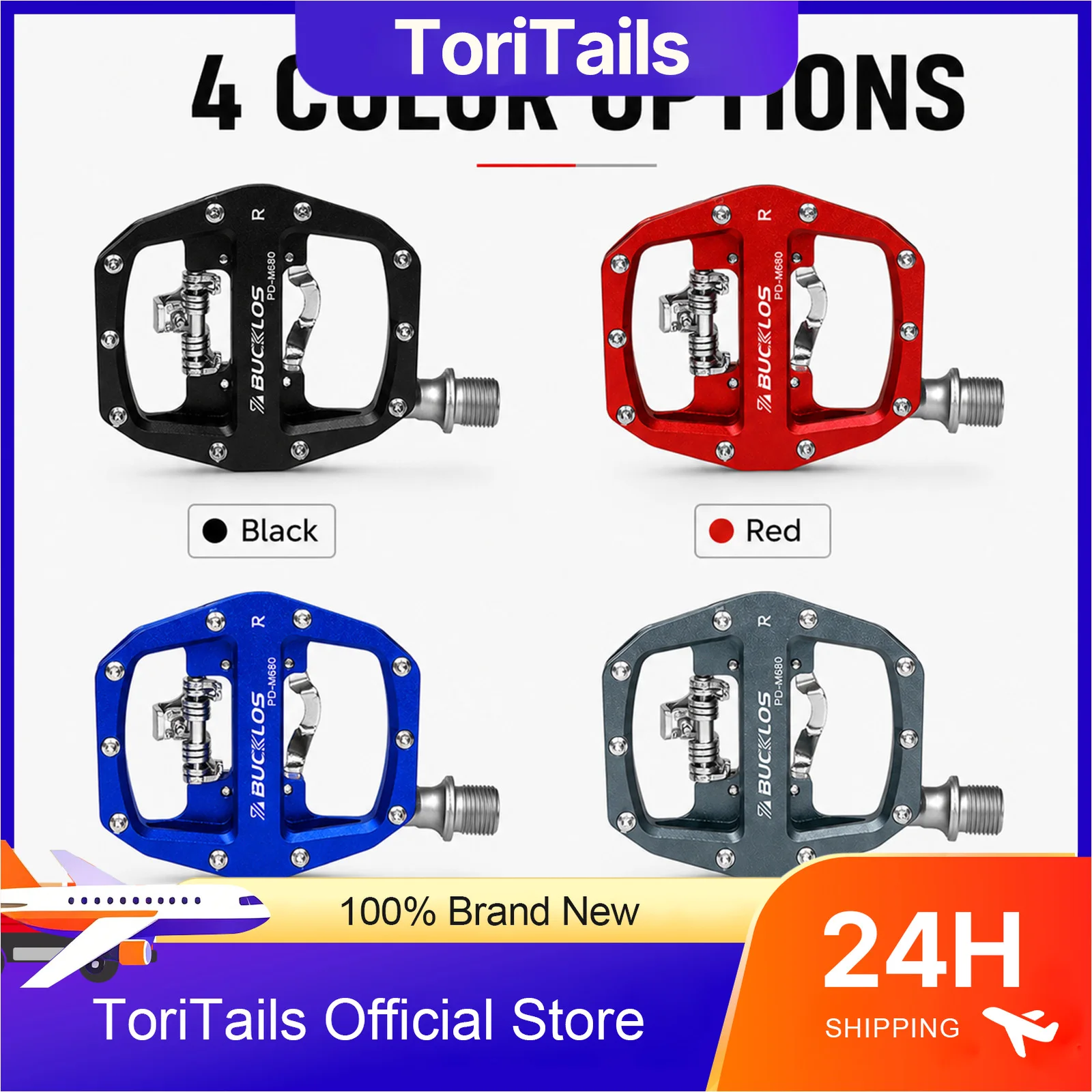 BUCKLOS MTB Bike Pedal for SPD Dual Self-locking MTB Platform Pedals Footrest Mountain Bicycle Pedal Non-slip Clipless Bike Part