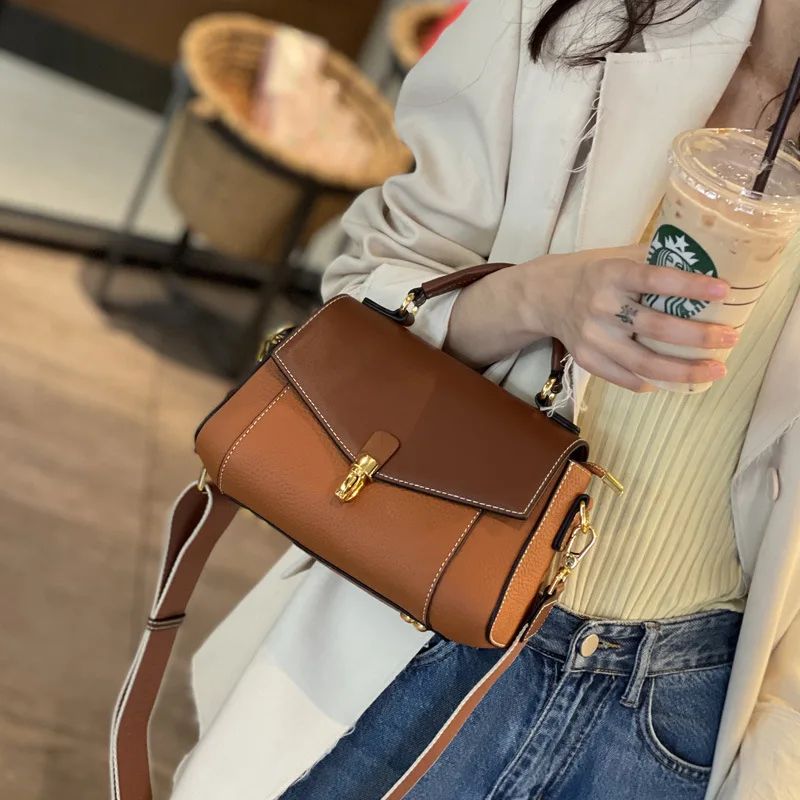 Women\'s Bag New Trendy All-match Genuine Leather Messenger Shoulder Bag Ladies Fashion First Layer Cowhide Handbag High Quality