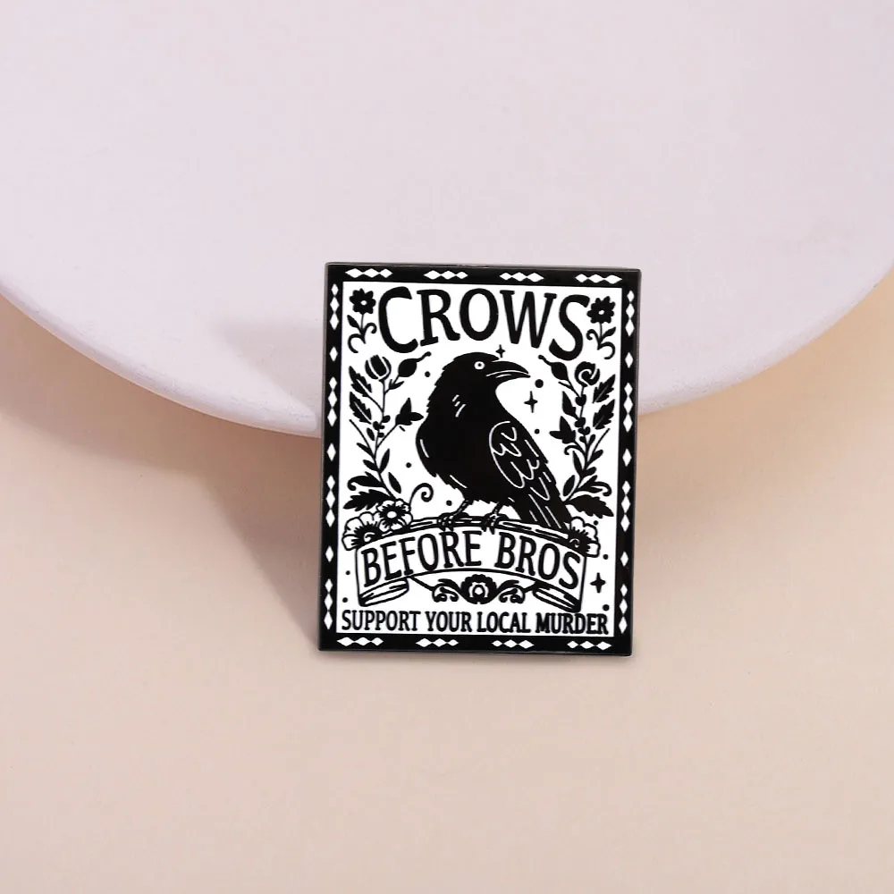 Vintage Crows Before Bros Brosche Unterstütze Deine Lokalen Mörder Gothic Emaille Anstecknadel Bevorzugt von Freundinnen Punk Gothic Fans Geschenk – Detail 8