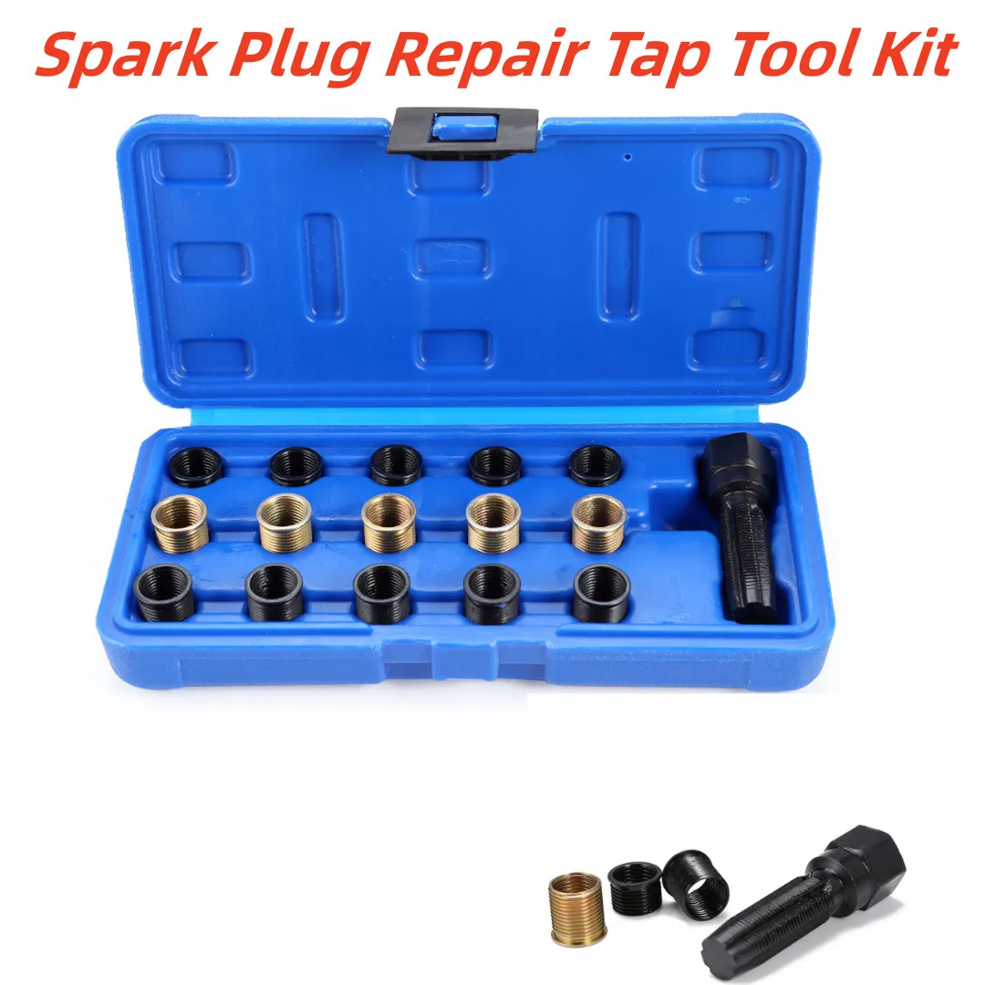 Spark Plug Rethread Repair Tap Tool Thread Reamer Inserts Kit M14 x 1.25 mm 16X