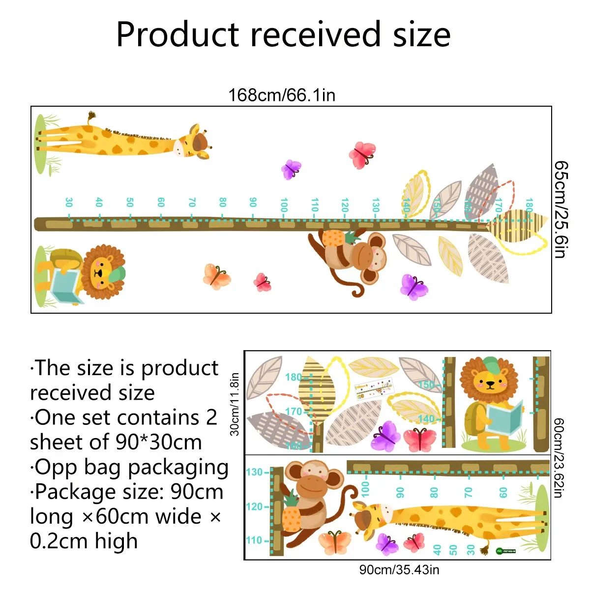 Cartoon Animals Height Measure Wall Sticker Dinosaur Wallpaper For Kids Room Nursery Child Growth Ruler Growth Chart