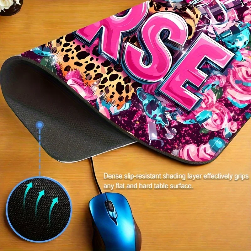 Nurse Pink Rose Leopard Print Extended Mouse Pad Rubber Non-Slip Gaming Desk Mat