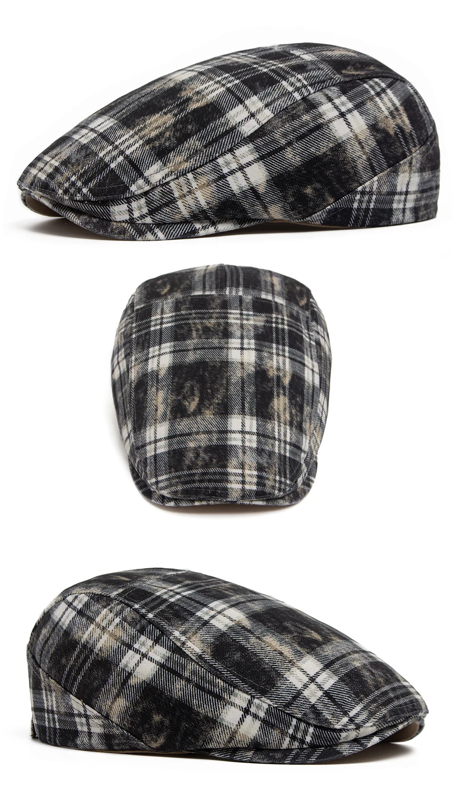 Y2k Plaid Baskenmütze Sommer Frauen Hut Vintage Caps Für Männer Casual Weibliche Sonne Weiche Flache Hüte Visier Newsboy Cap Unisex Einstellbar Neue – Detail 5