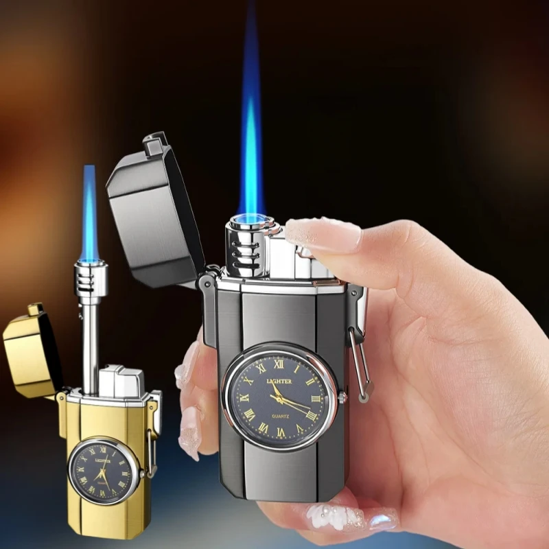 Outdoor Watch Strap with Scalable Multi Functional Igniter Windproof Jet Flame Portable Cigar Inflatable Lighter Men's Gift