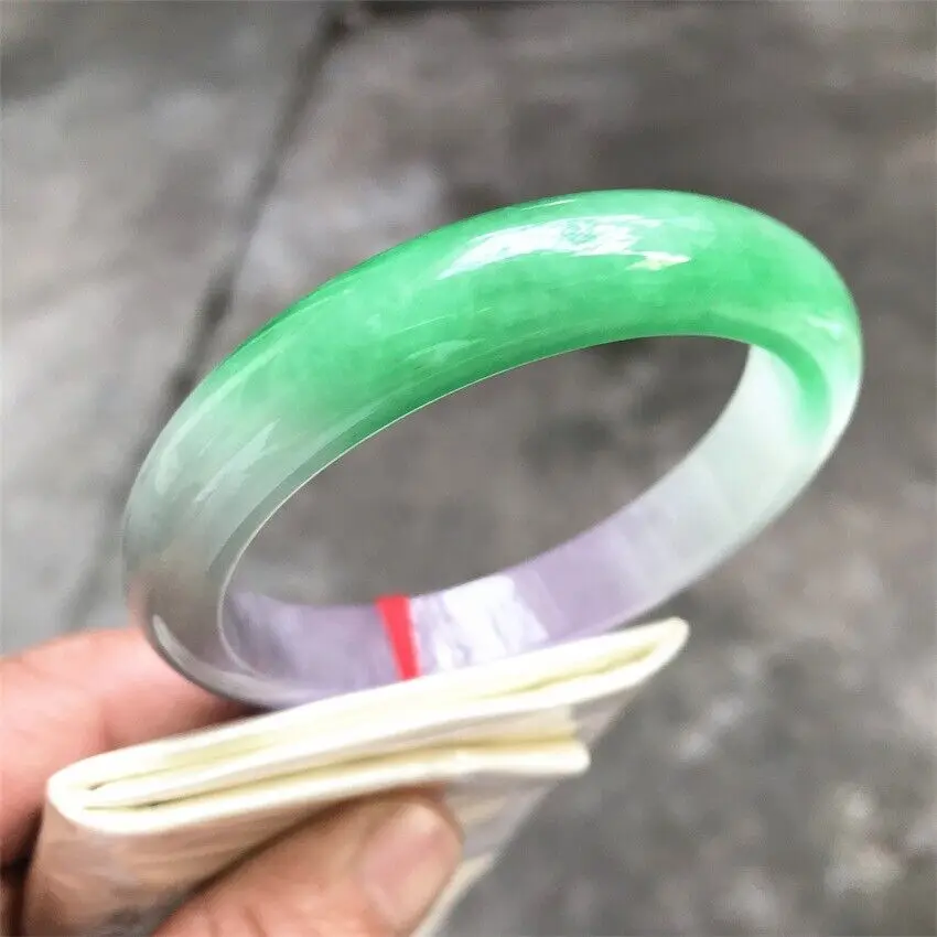 59mm Natural Ice Green Lavender Jadeite Jade Bracelet Bangle Burma Jade Bangle